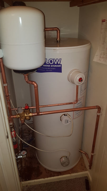 Unvented hot water cylinder installation